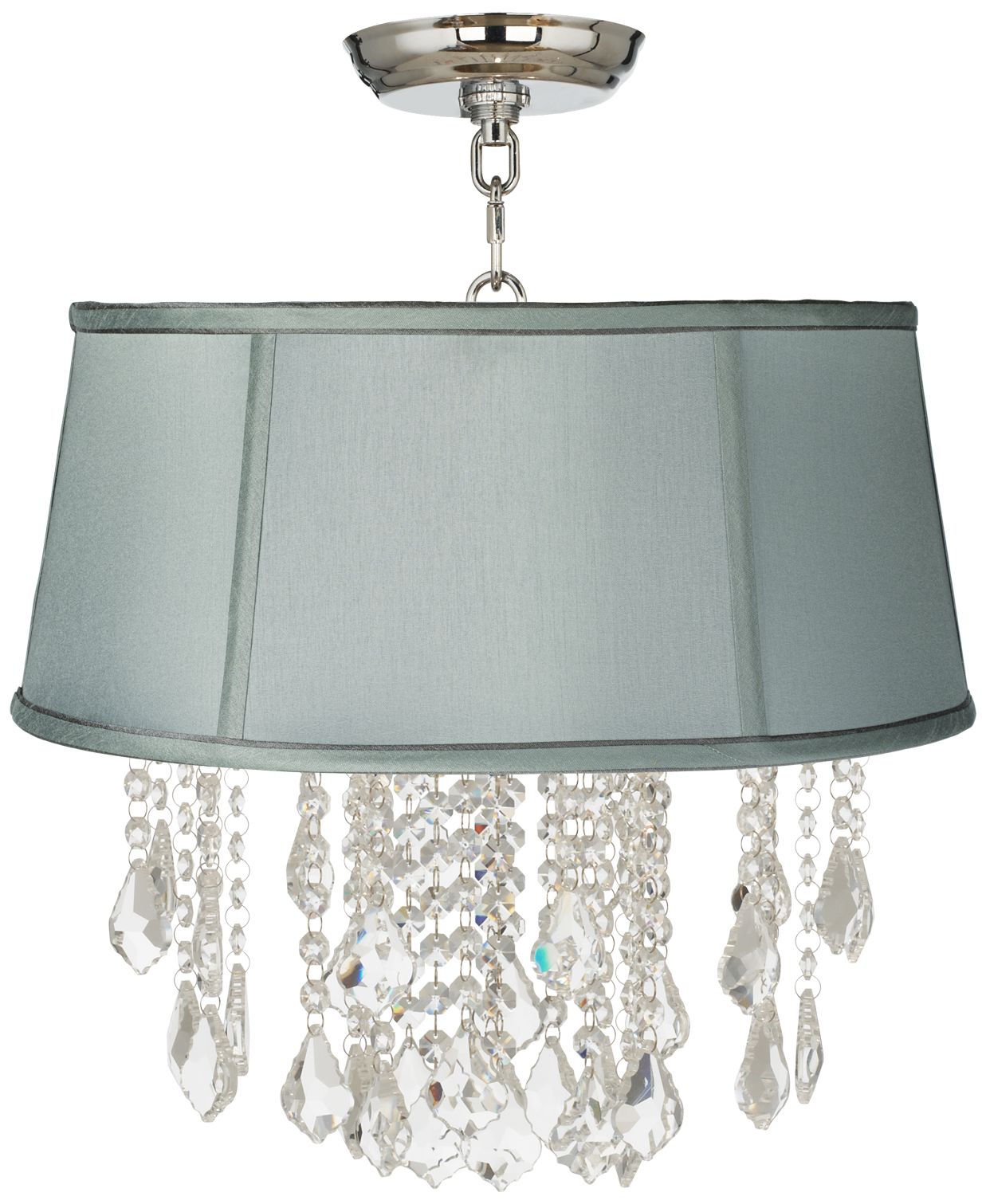 Nicolli Clear 16" Wide Spa Blue Crystal Ceiling Light