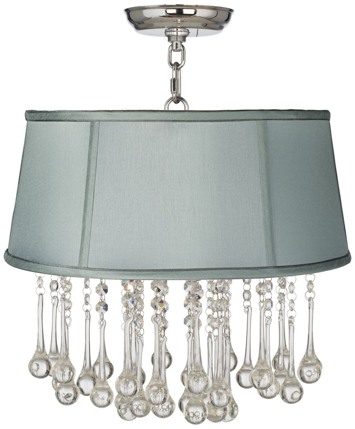 Beatrix Crystal 16" Wide Spa Blue Ceiling Light