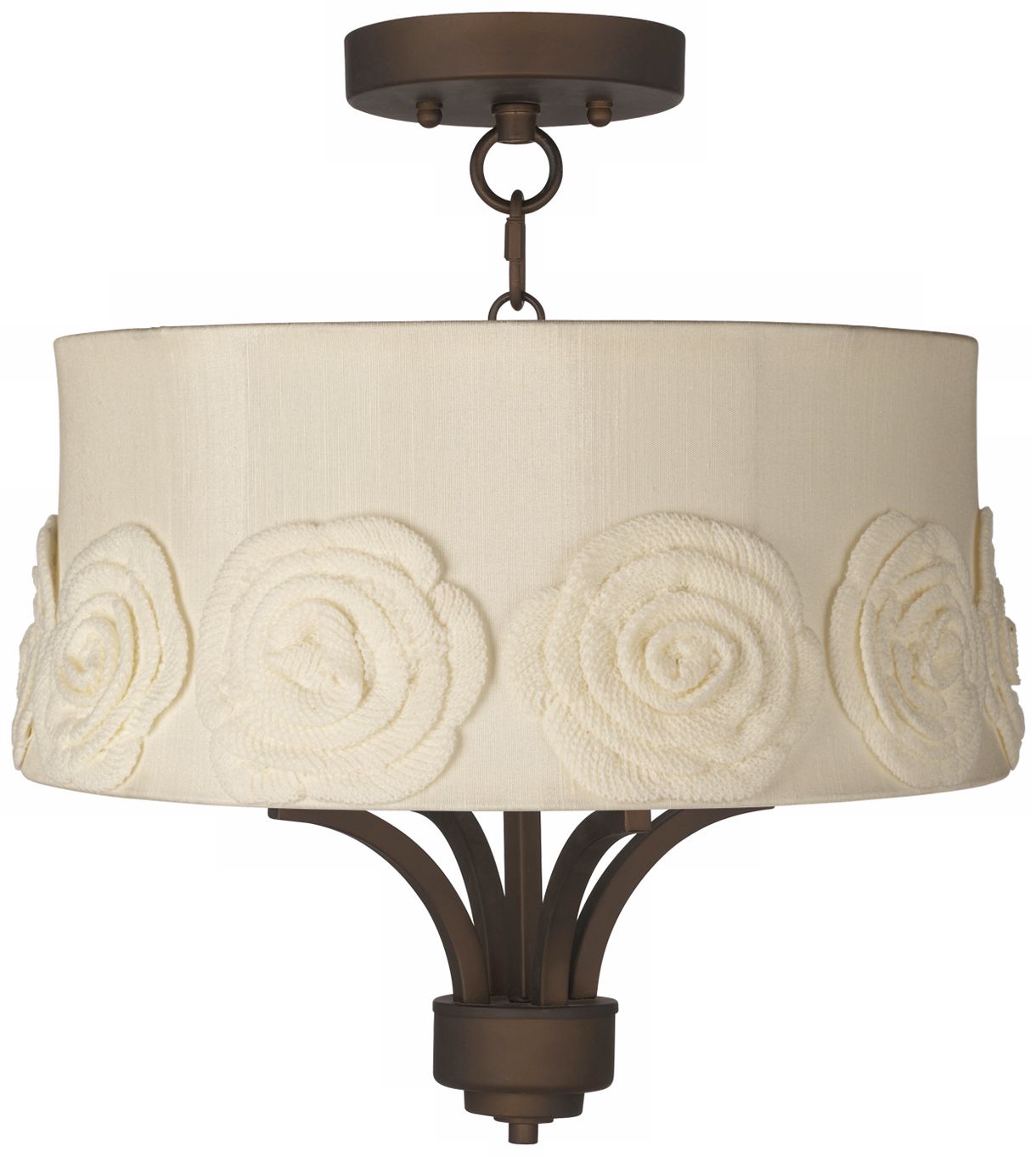 Fortuna Bronze 16" Wide Crochet Flower Ceiling Light