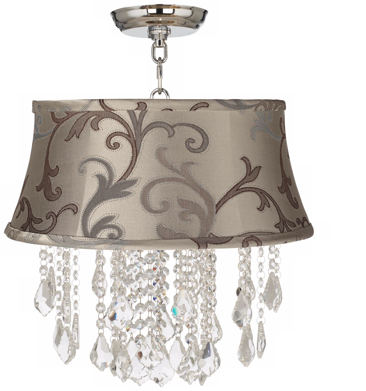 Nicolli Clear 16" Wide Leon Floral Crystal Ceiling Light