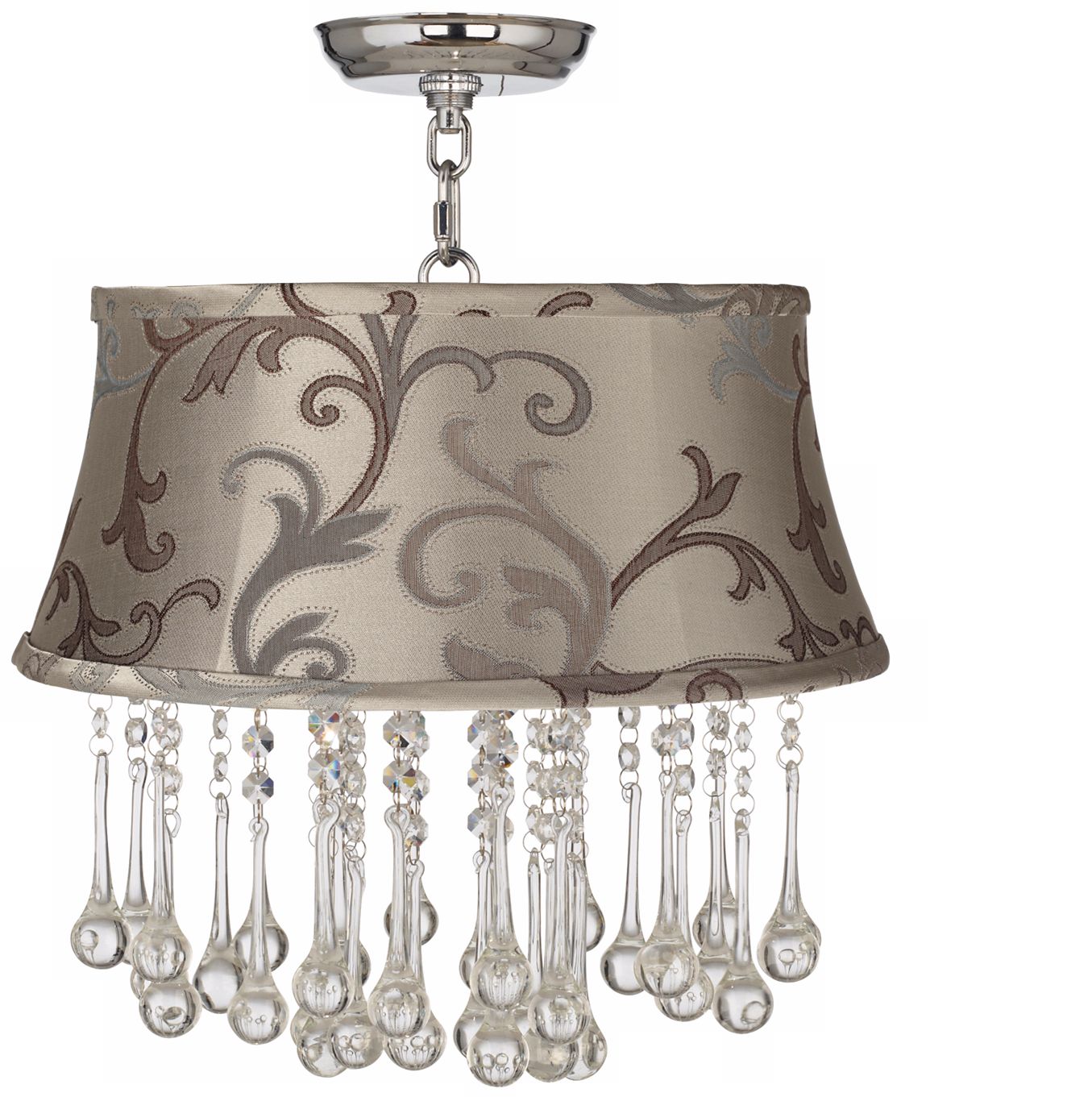 Beatrix Crystal 16" Wide Leon Floral Scroll Ceiling Light