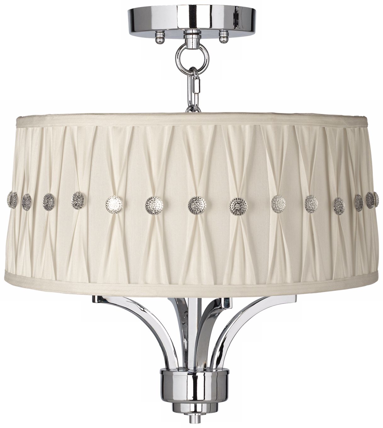 Fortuna Chrome 16" Wide Pinch Pleat Ceiling Light
