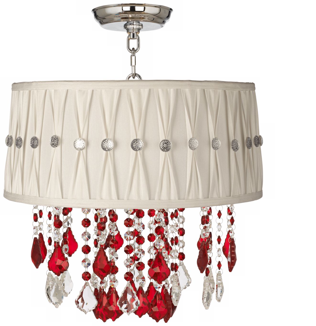 Nicolli Red 16" Wide Pinch Pleat Crystal Ceiling Light