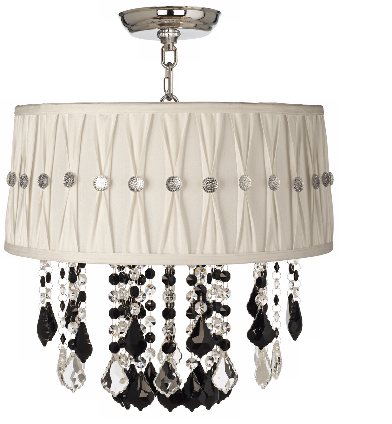 Nicolli Black 16" Wide Pinch Pleat Crystal Ceiling Light