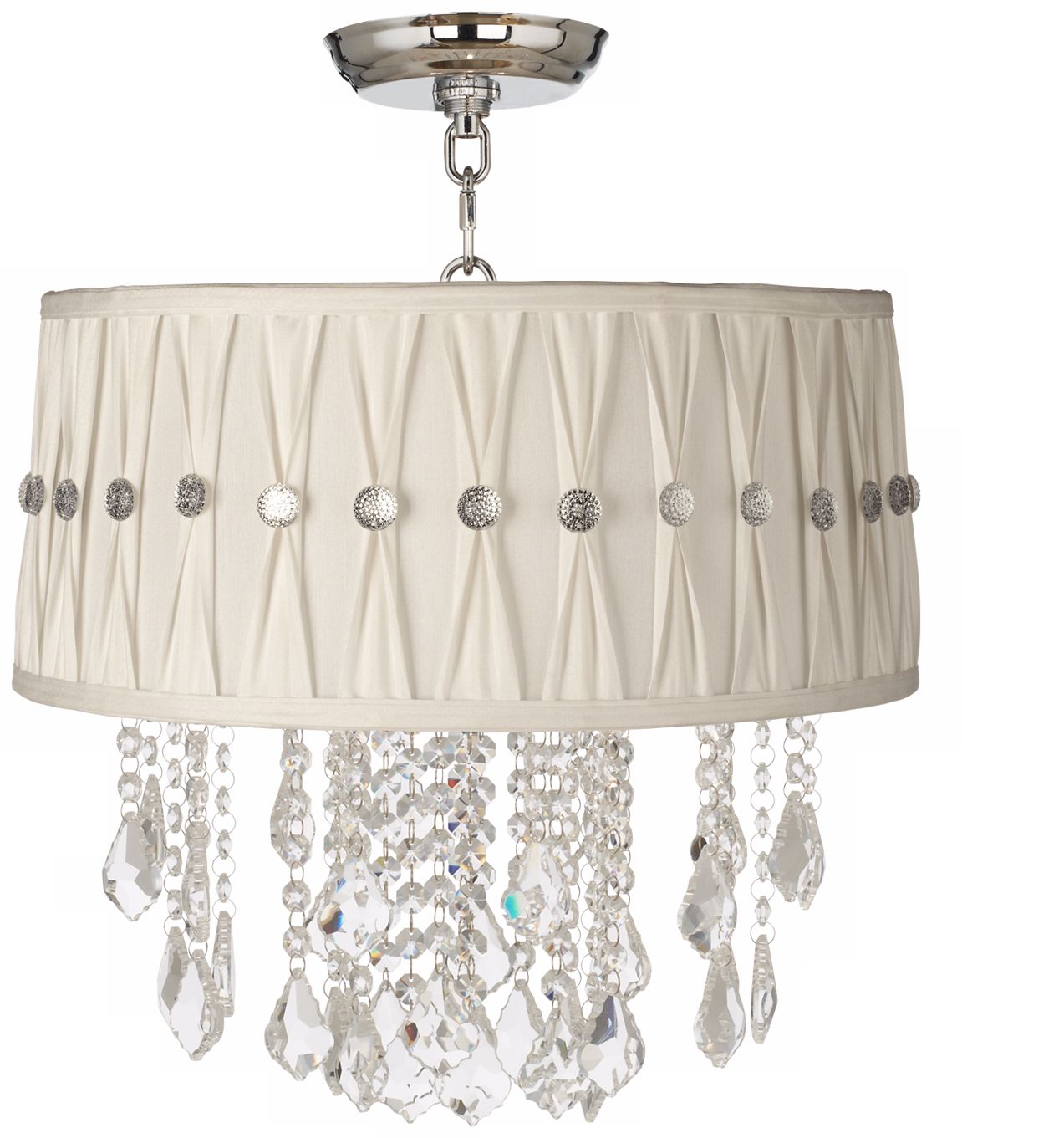 Nicolli Clear 16" Wide Pinch Pleat Crystal Ceiling Light