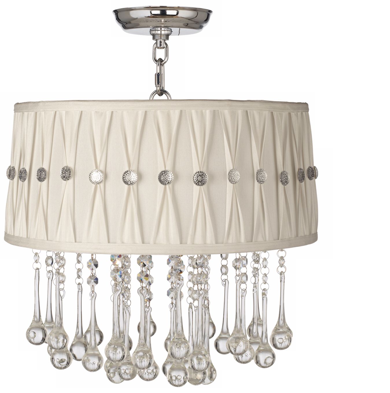 Beatrix Crystal 16" Wide Pinch Pleat Ceiling Light