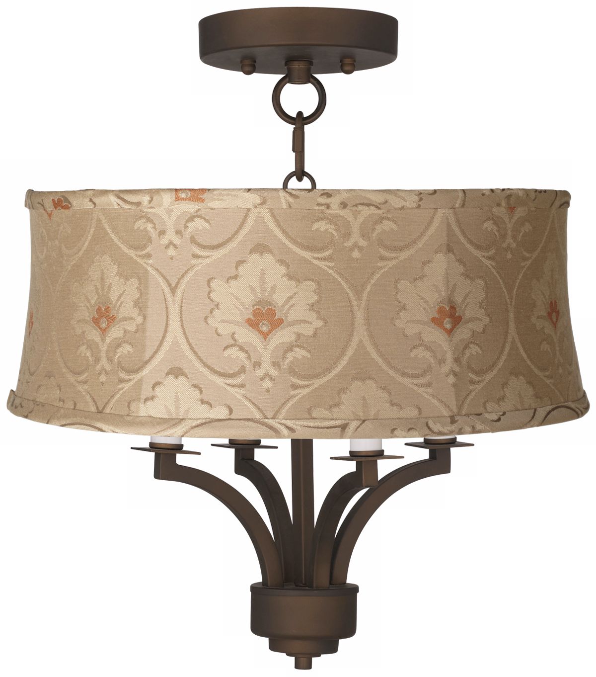 Fortuna Bronze 16" Wide Taupe Floral Ceiling Light