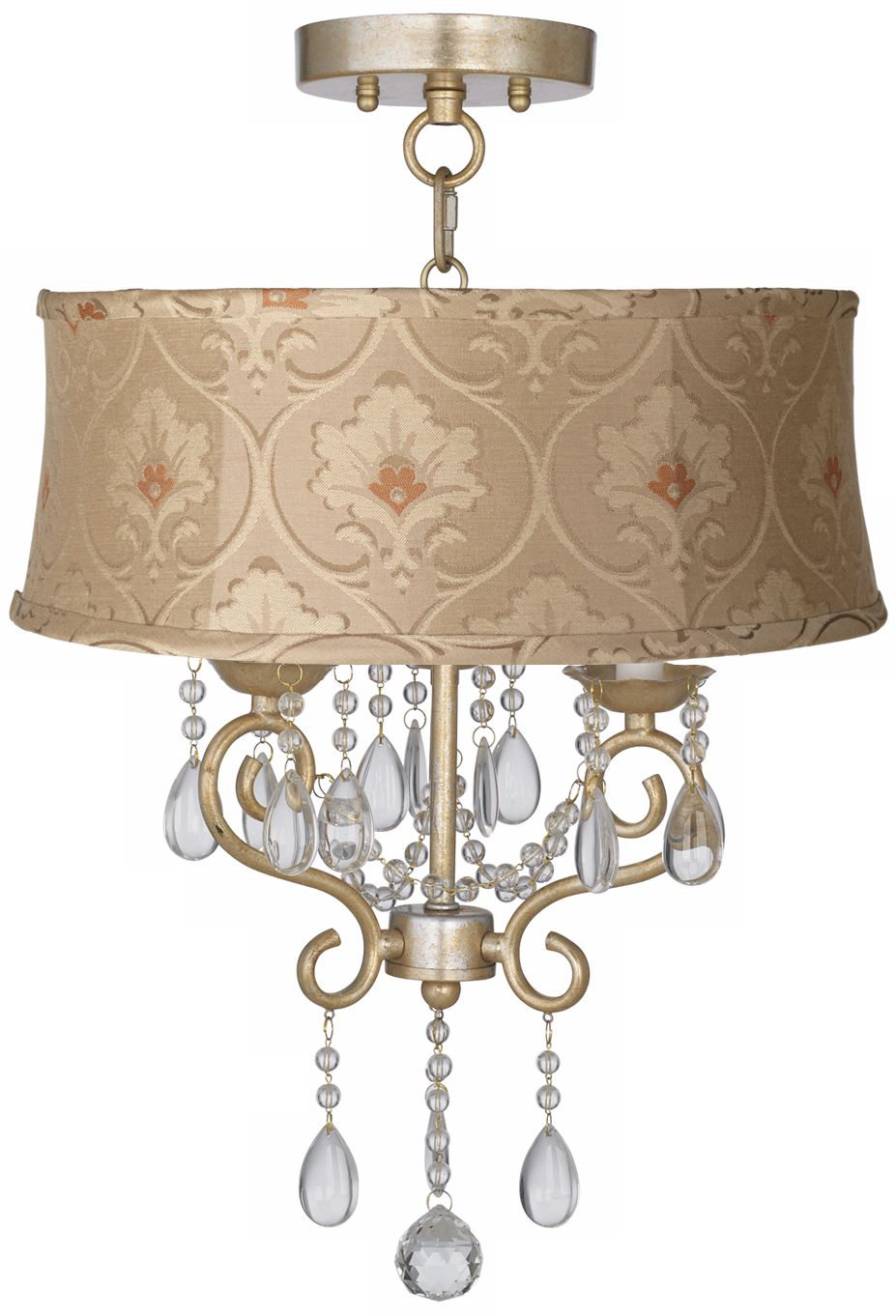 Conti 16" Wide Ceiling Light with Taupe Floral Shade