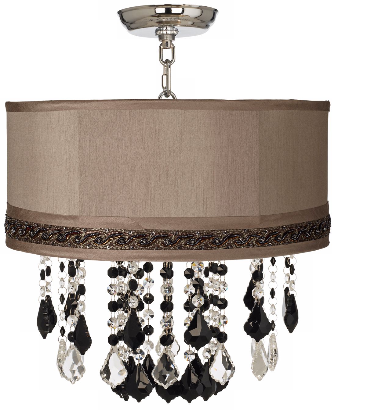 Nicolli Black 16" Wide Morell Silver Crystal Ceiling Light