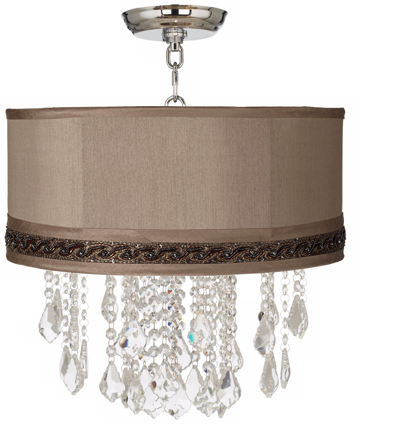 Nicolli Clear 16" Wide Morell Silver Crystal Ceiling Light