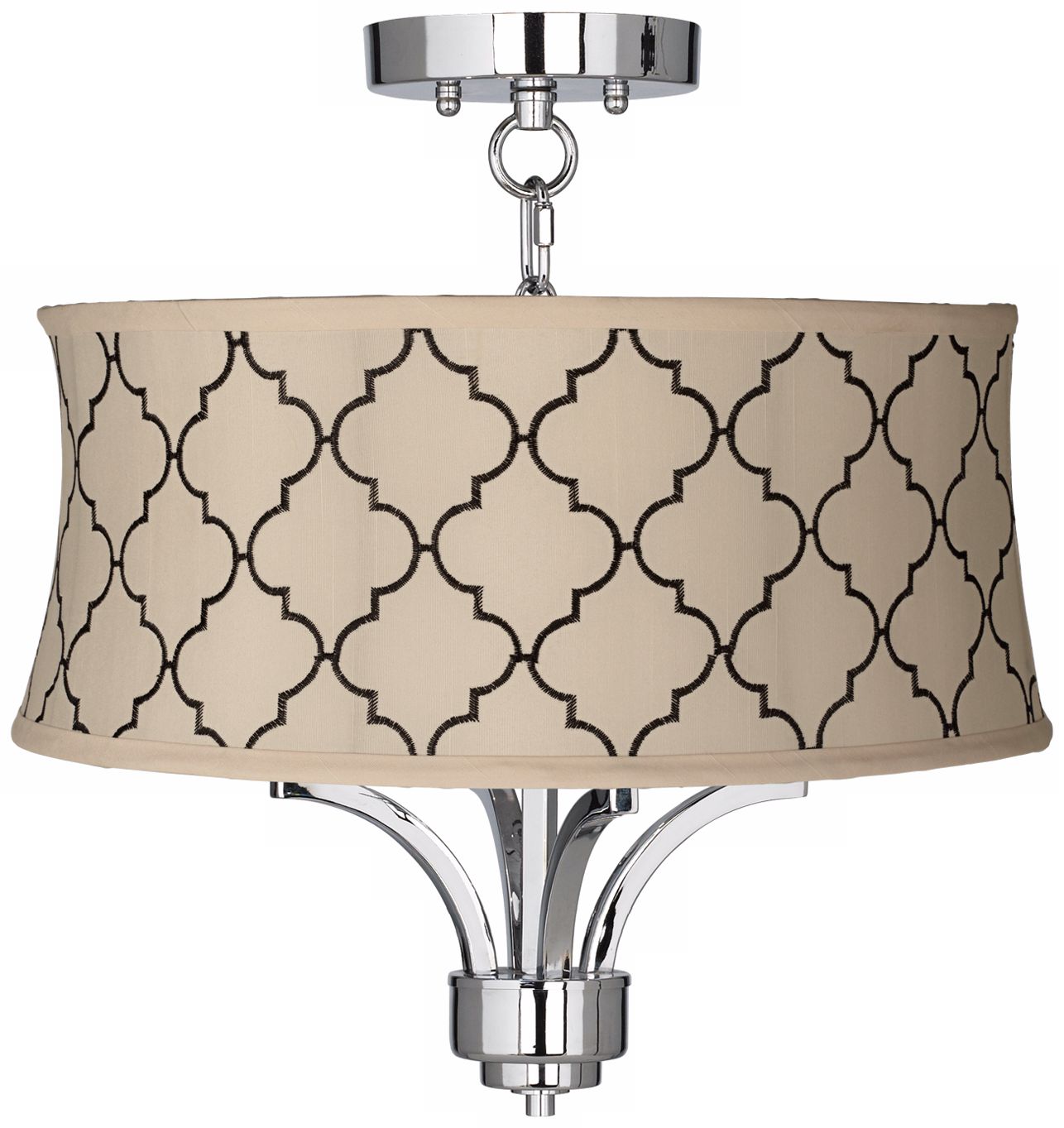Fortuna Chrome 17" Wide Cream Moroccan Tile Ceiling Light