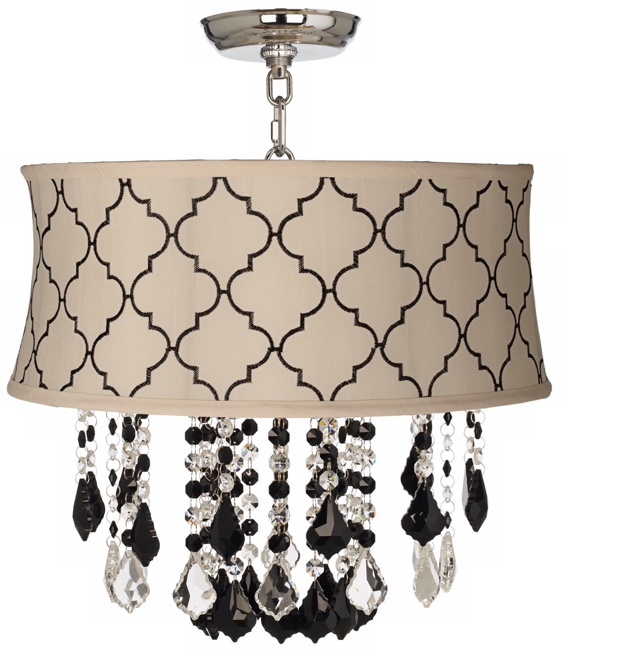 Nicolli Black 17" Wide Cream Tile Crystal Ceiling Light