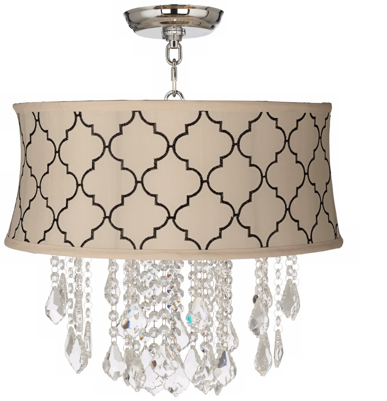 Nicolli Clear 17" Wide Cream Tile Crystal Ceiling Light