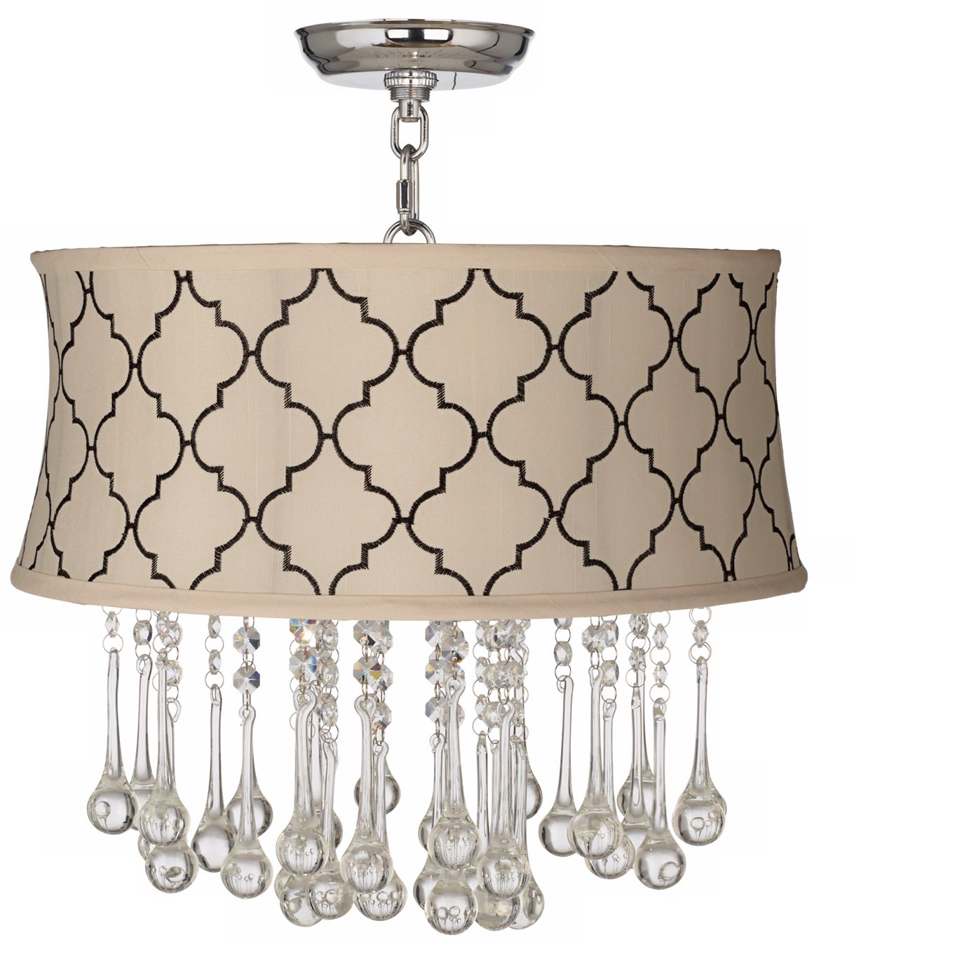 Beatrix Crystal 17" Wide Cream Tile Ceiling Light