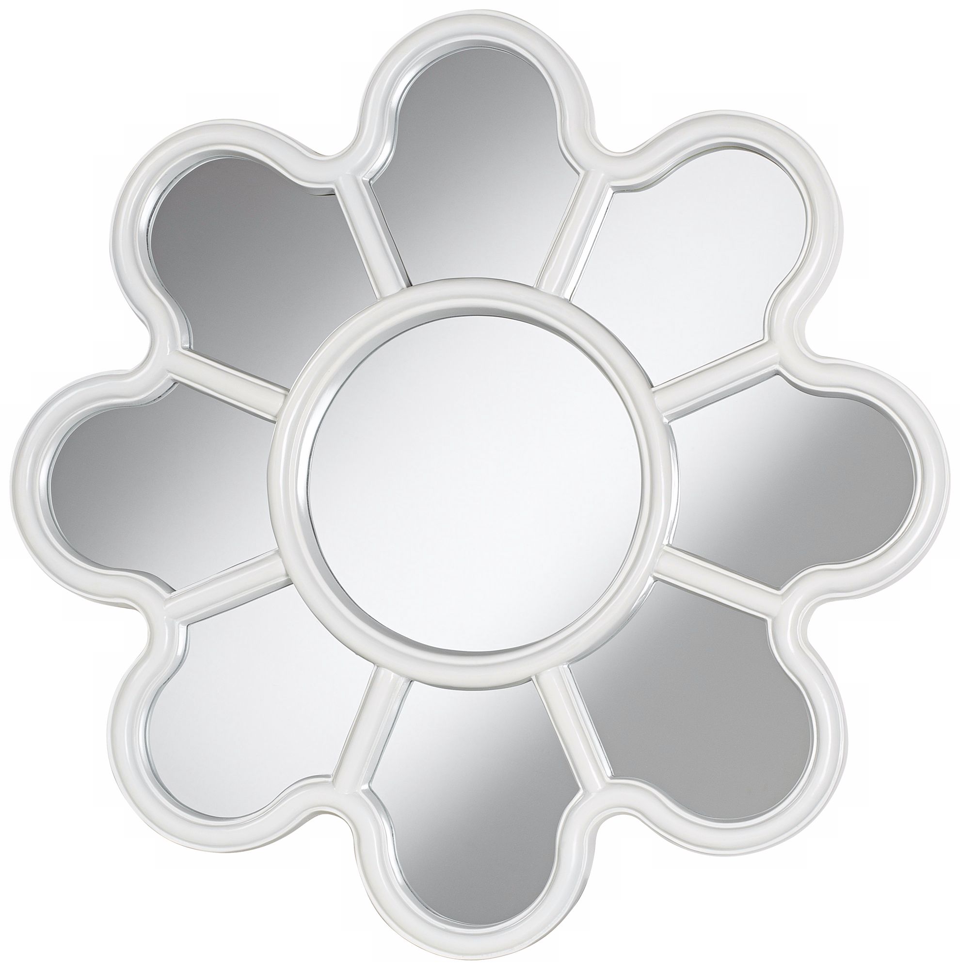 White Petal Starburst 33 3/4" Round Wall Mirror