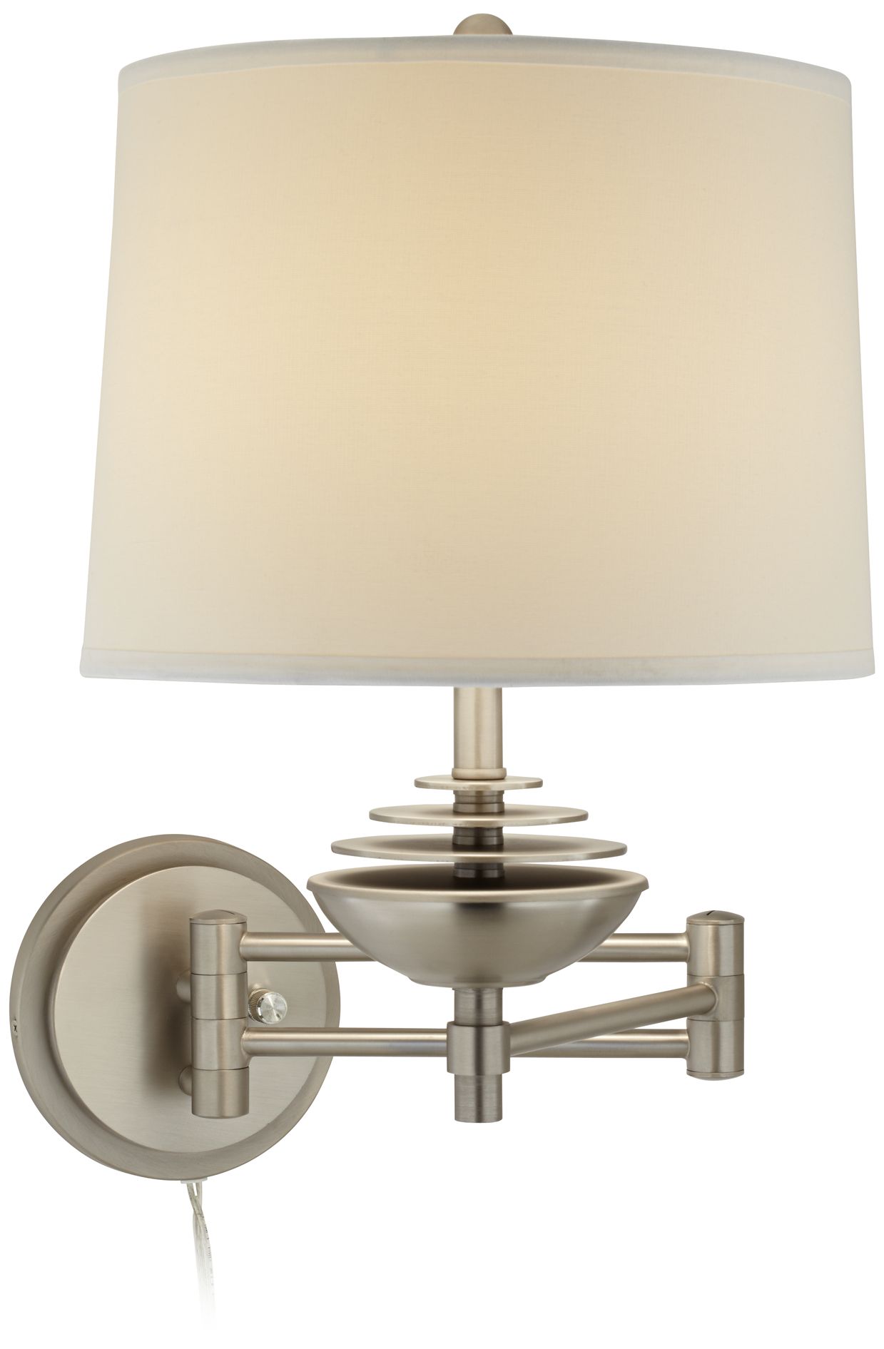 Floating Disc Brushed Nickel Plug-In Swing Arm Wall Lamp