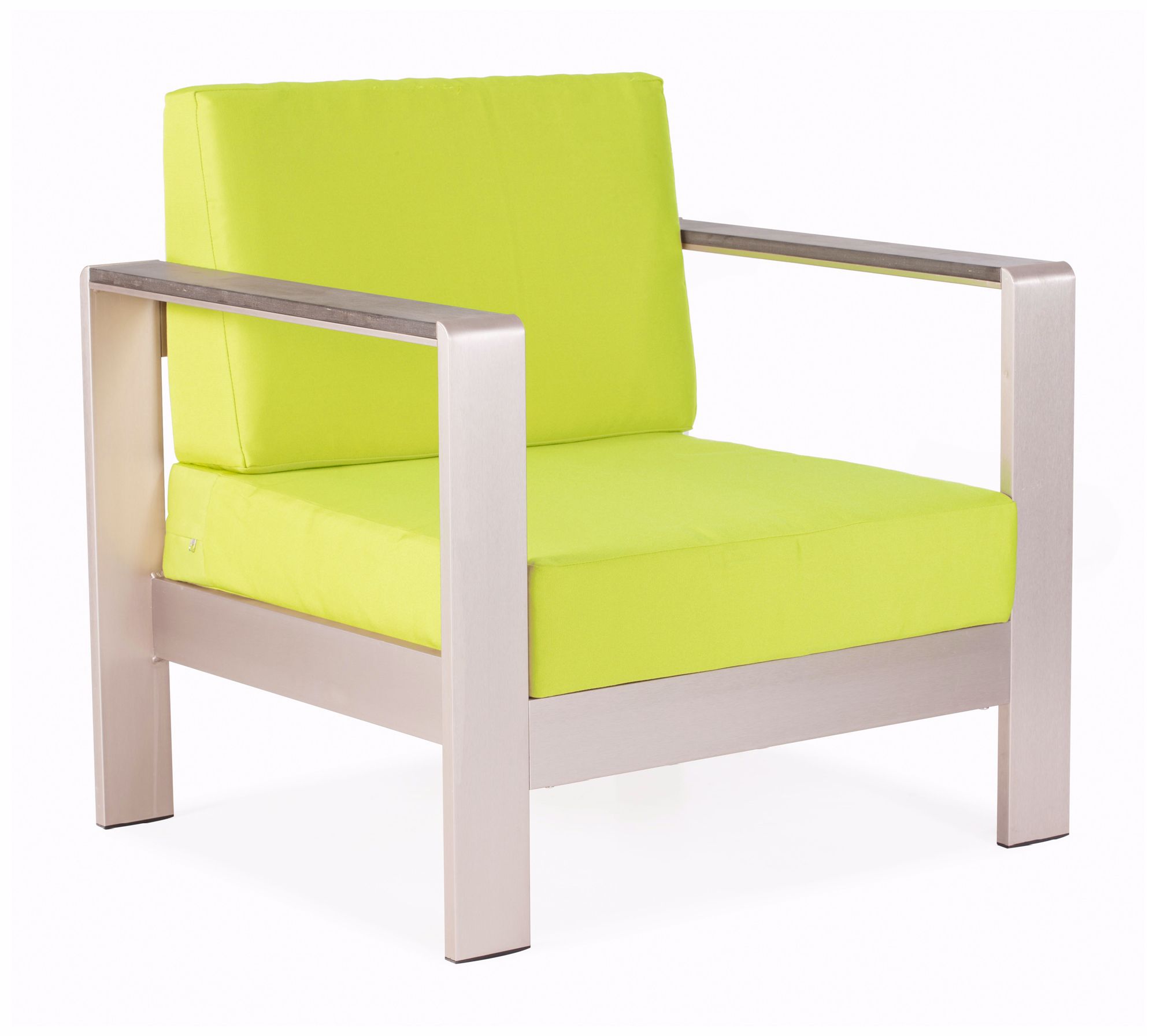 Zuo Cosmopolitan Green Cushion Brushed Steel Outdoor Armchair