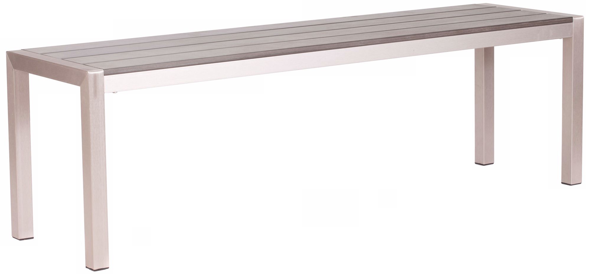 Zuo Metropolitan Brushed Aluminum Outdoor Bench