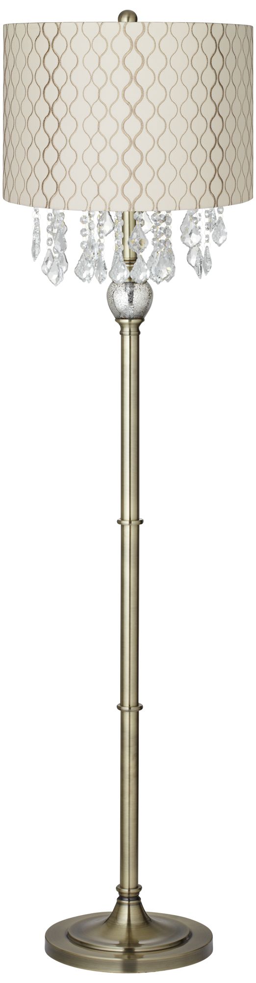 Crystals Embroidered Hourglass Antique Brass Floor Lamp