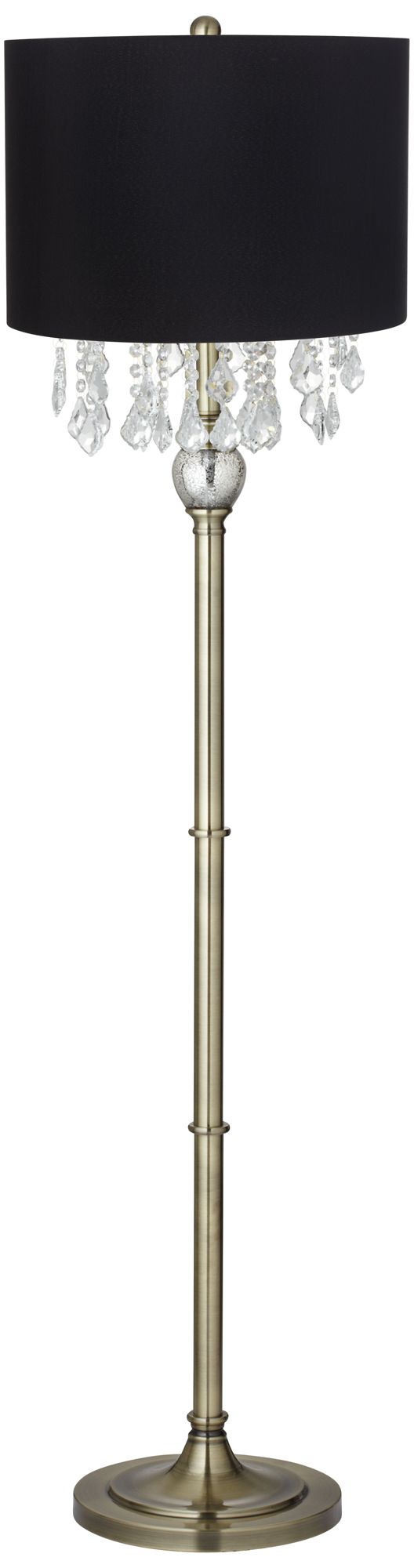 Crystals Black Shade Antique Brass Floor Lamp