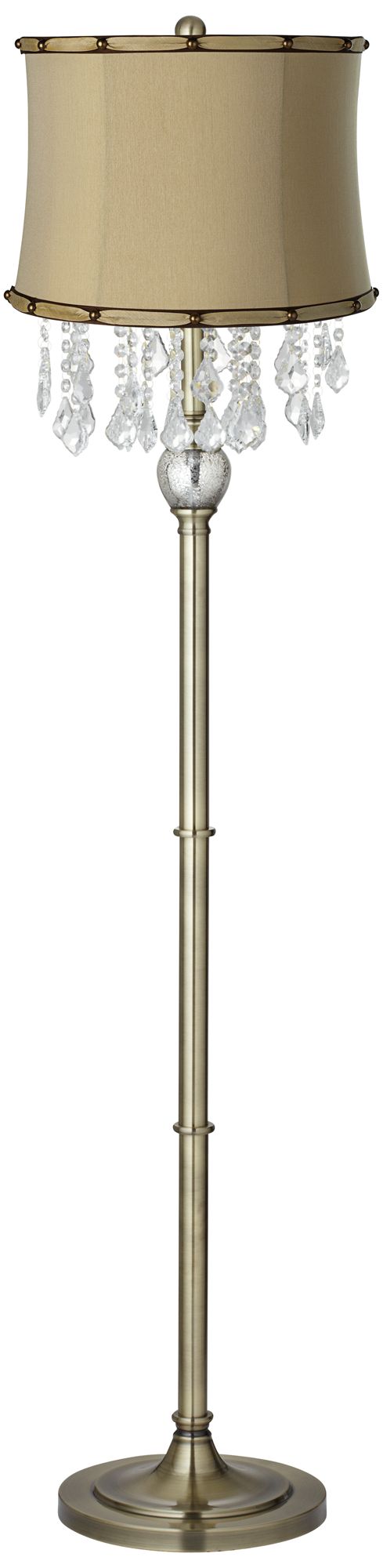 Crystals Morell Almond Shade Antique Brass Floor Lamp