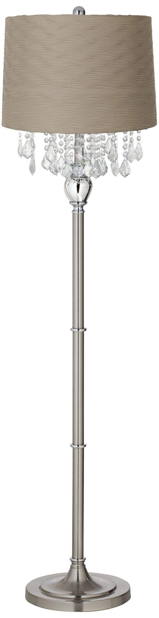 Crystals Taupe Wave Pleat Shade Satin Steel Floor Lamp
