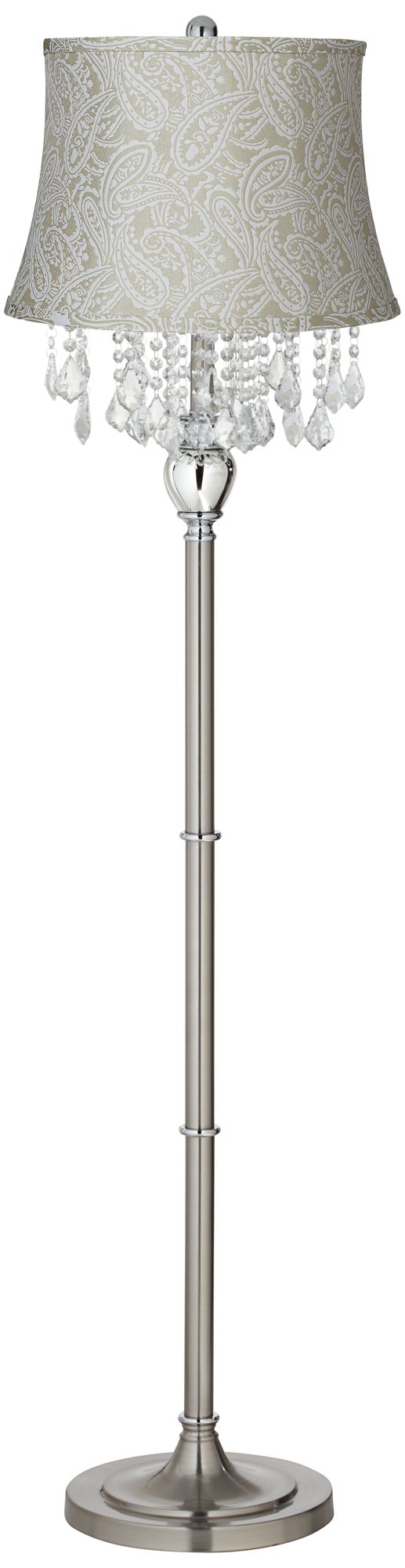 Crystals Paisley Brocade Shade Satin Steel Floor Lamp