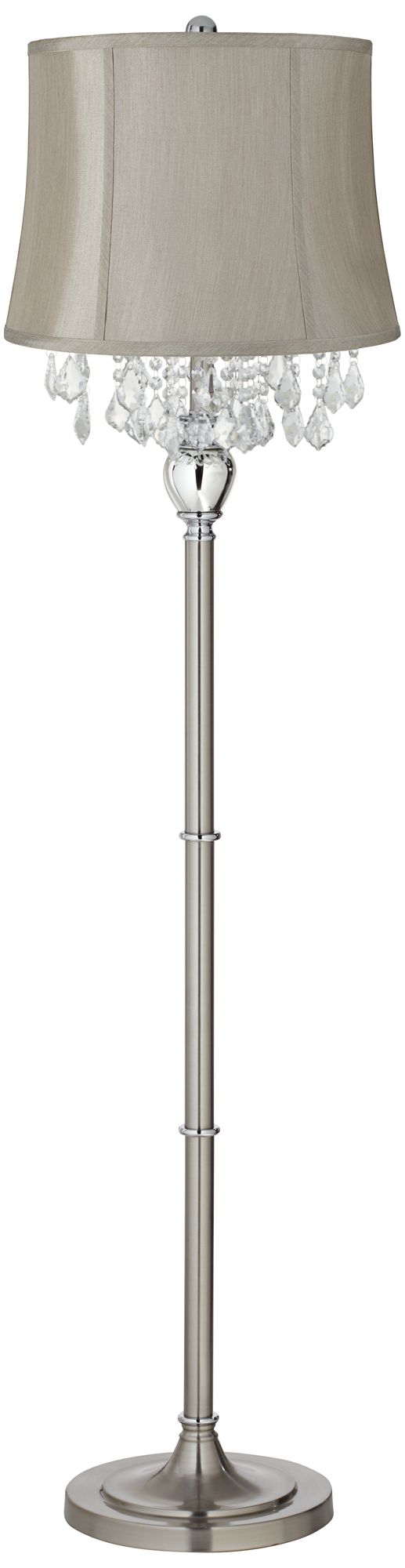 Crystals Gray Shade Satin Steel Floor Lamp
