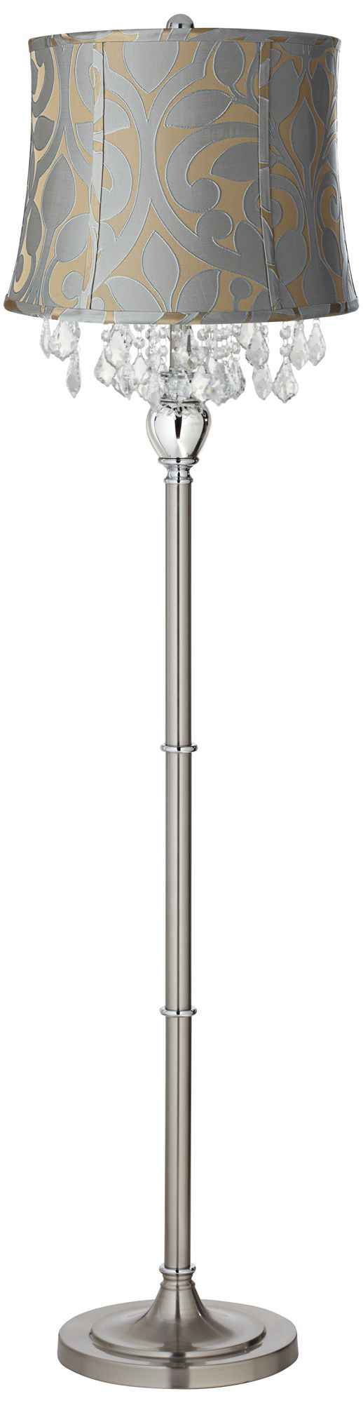 Crystals Lillian Floral Shade Satin Steel Floor Lamp