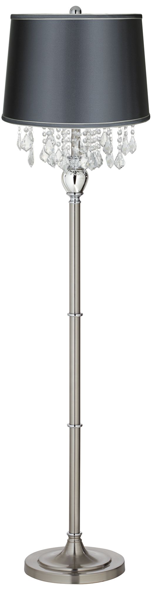 Crystals Dark Gray Satin Shade Satin Steel Floor Lamp