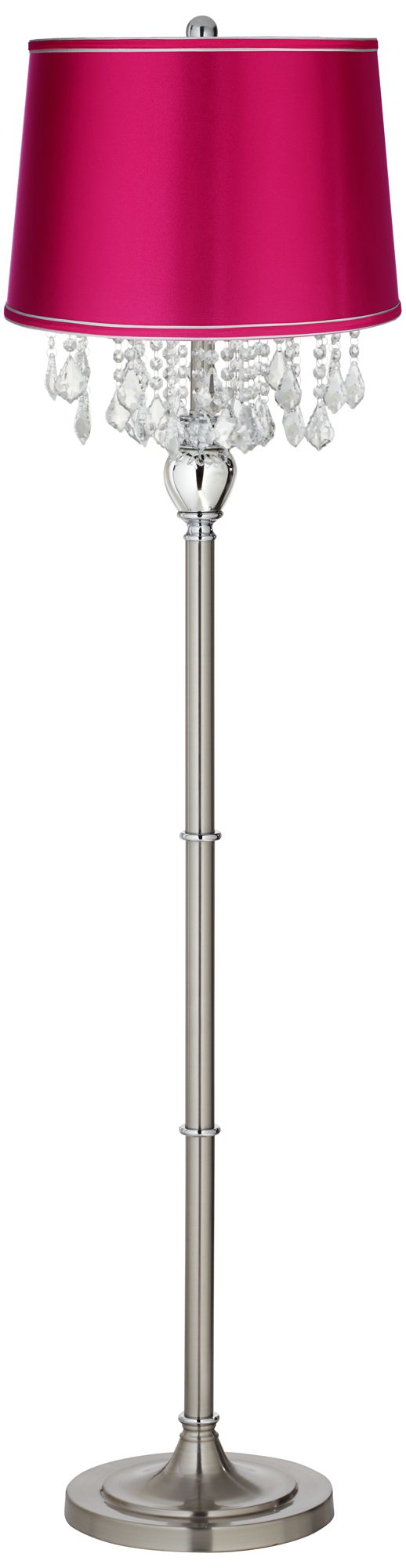 Crystals Fuchsia Satin Shade Satin Steel Floor Lamp