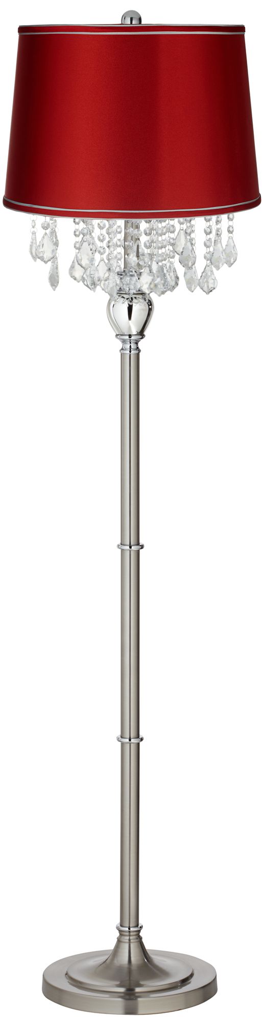 Crystals Red Satin Shade Satin Steel Floor Lamp