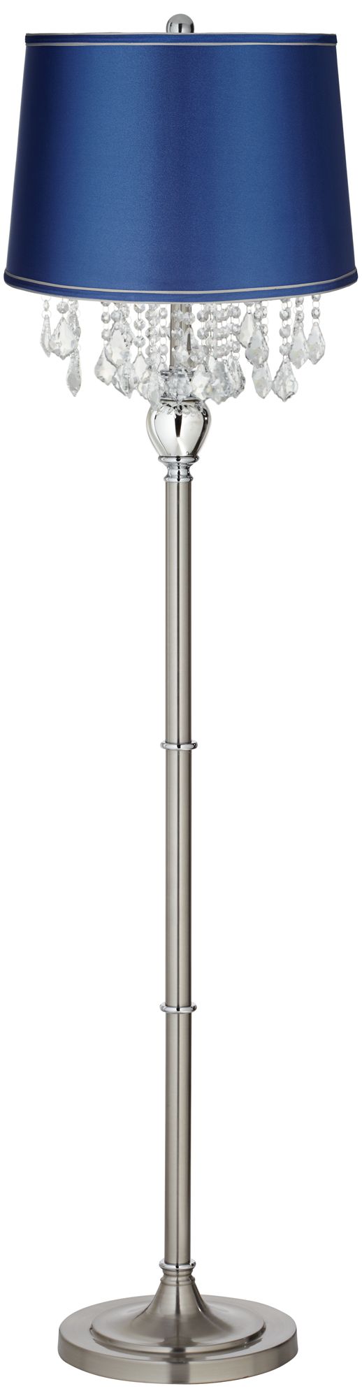 Crystals Medium Blue Satin Shade Satin Steel Floor Lamp