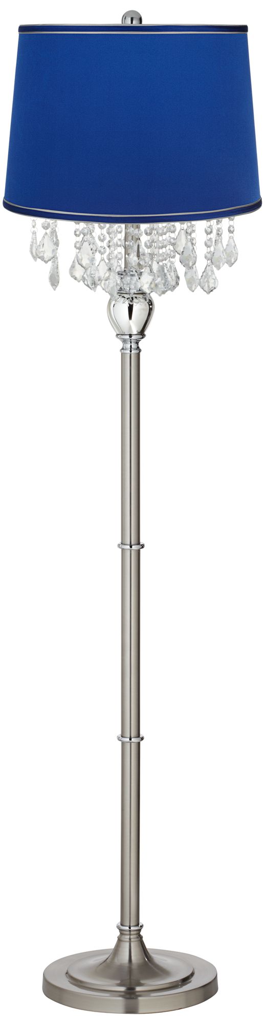 Crystals Dark Blue Satin Shade Satin Steel Floor Lamp