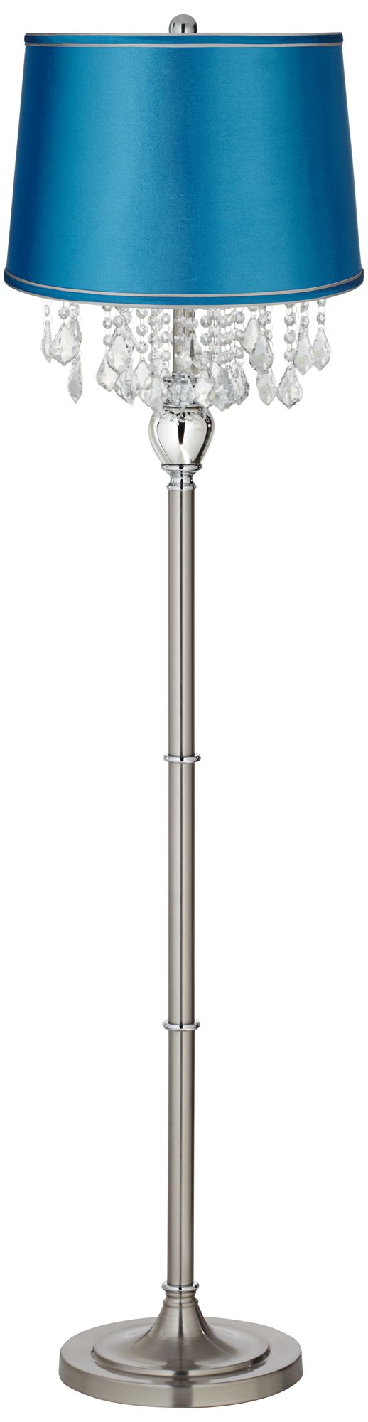 Crystals Turquoise Satin Shade Satin Steel Floor Lamp
