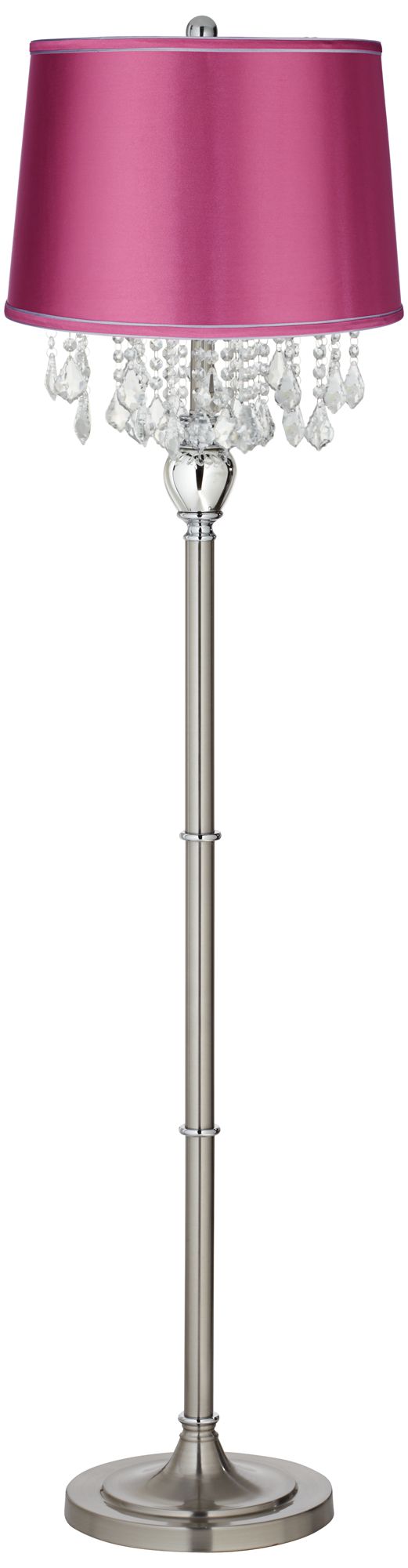 Crystals Pink Satin Shade Satin Steel Floor Lamp