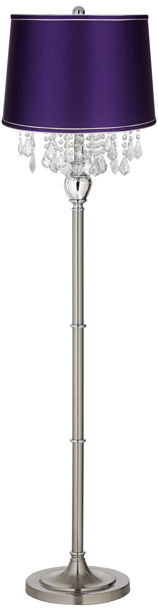 Crystals Dark Purple Satin Shade Satin Steel Floor Lamp