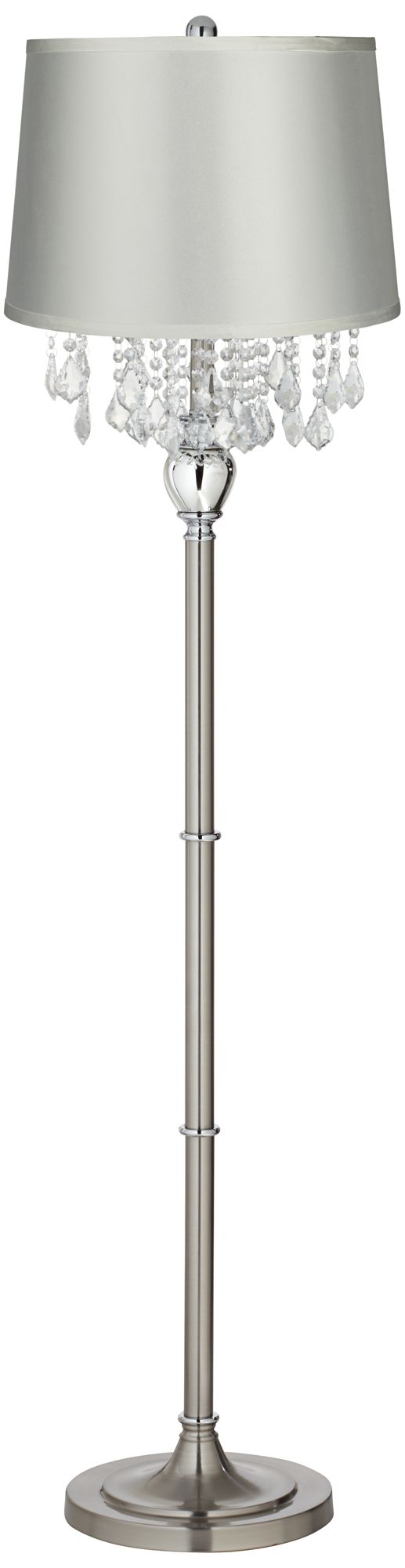 Crystals Simple White Satin Shade Satin Steel Floor Lamp