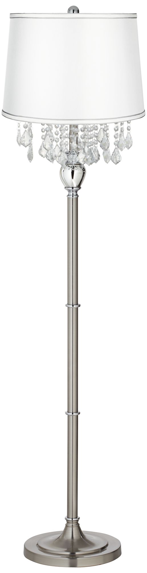 Crystals White Satin Shade Satin Steel Floor Lamp
