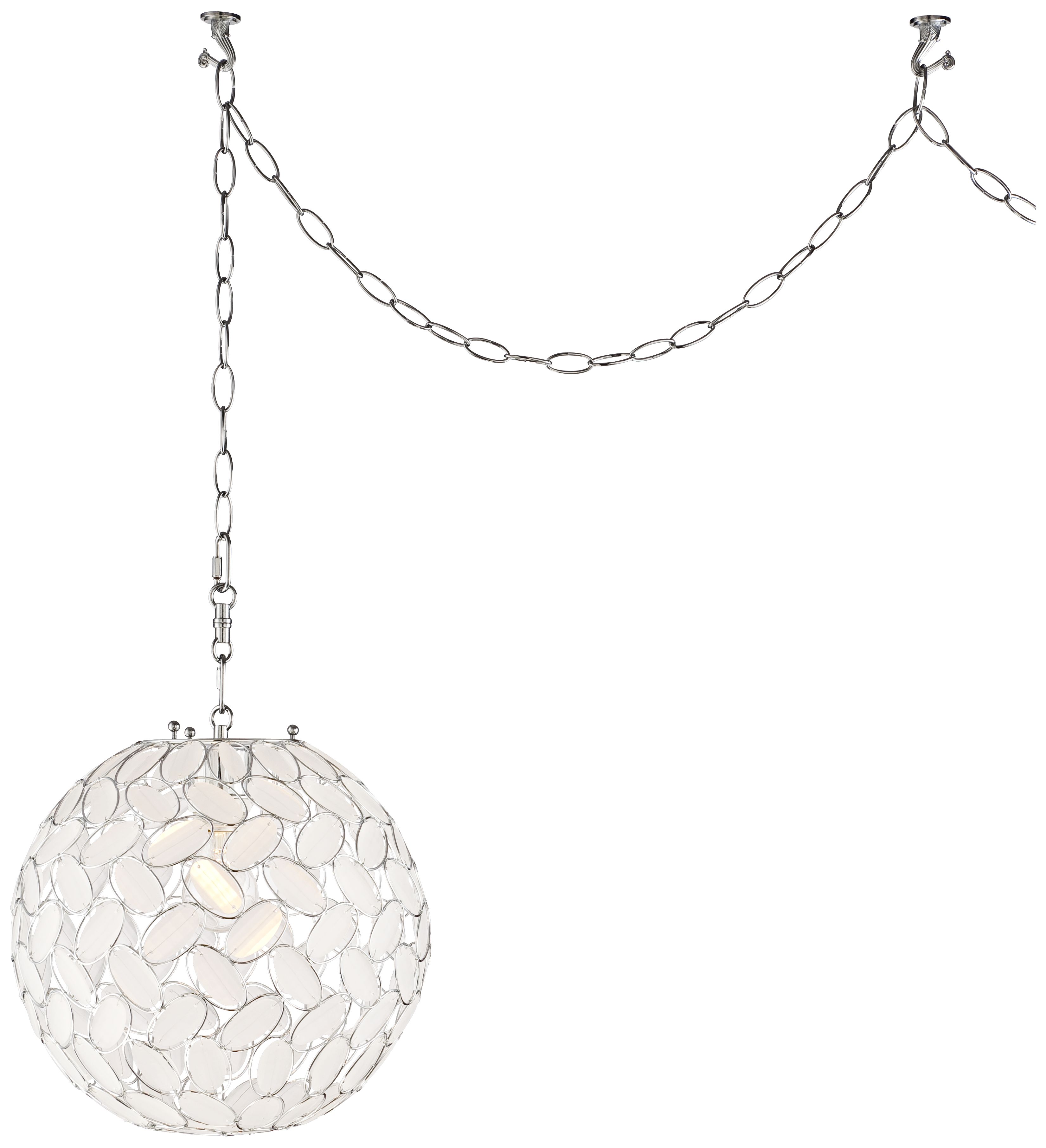 Kaia Frosted Beads 12" Wide Chrome Plug-In Swag Pendant