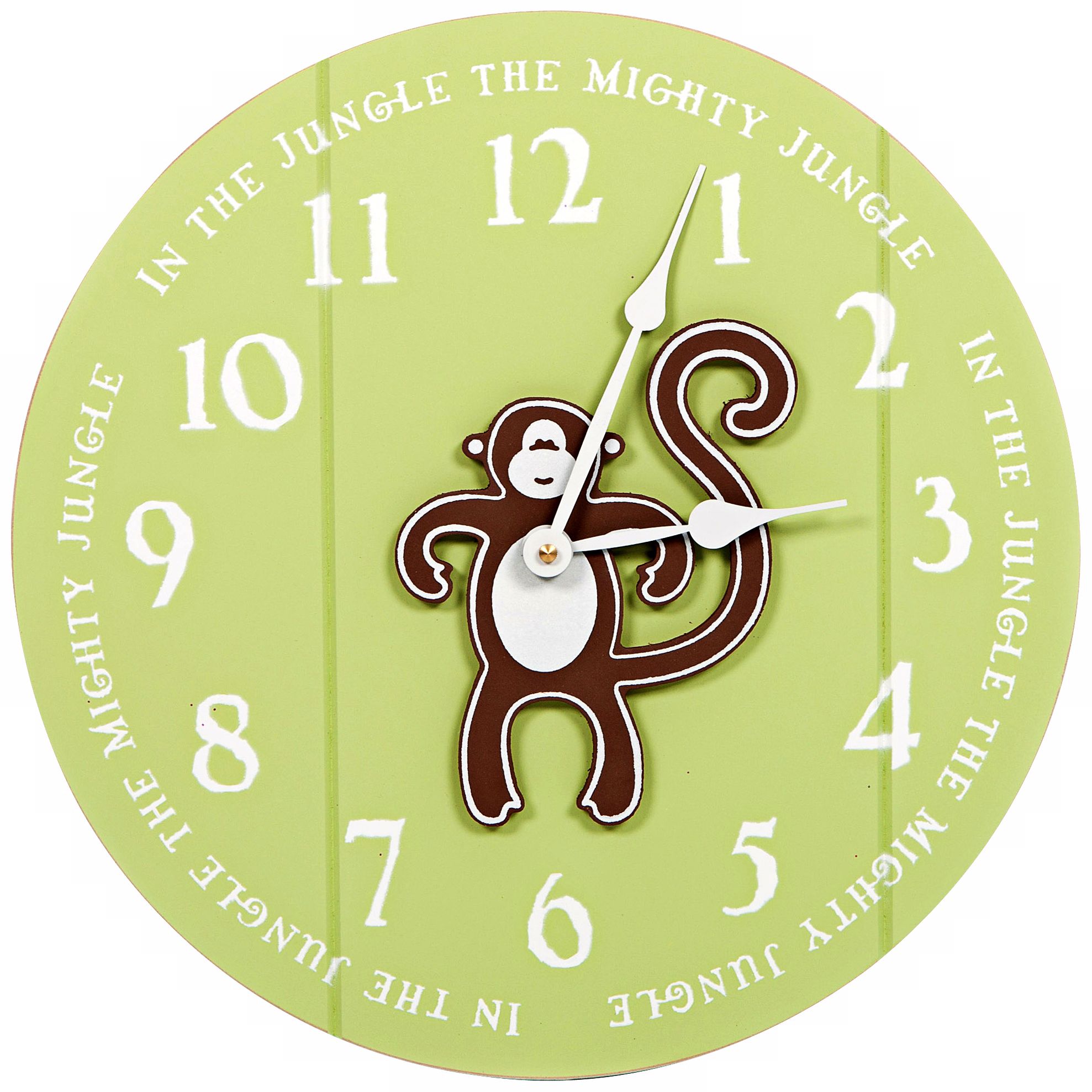 Monkey Jungle 14" Wide Green Children's Wall Clock
