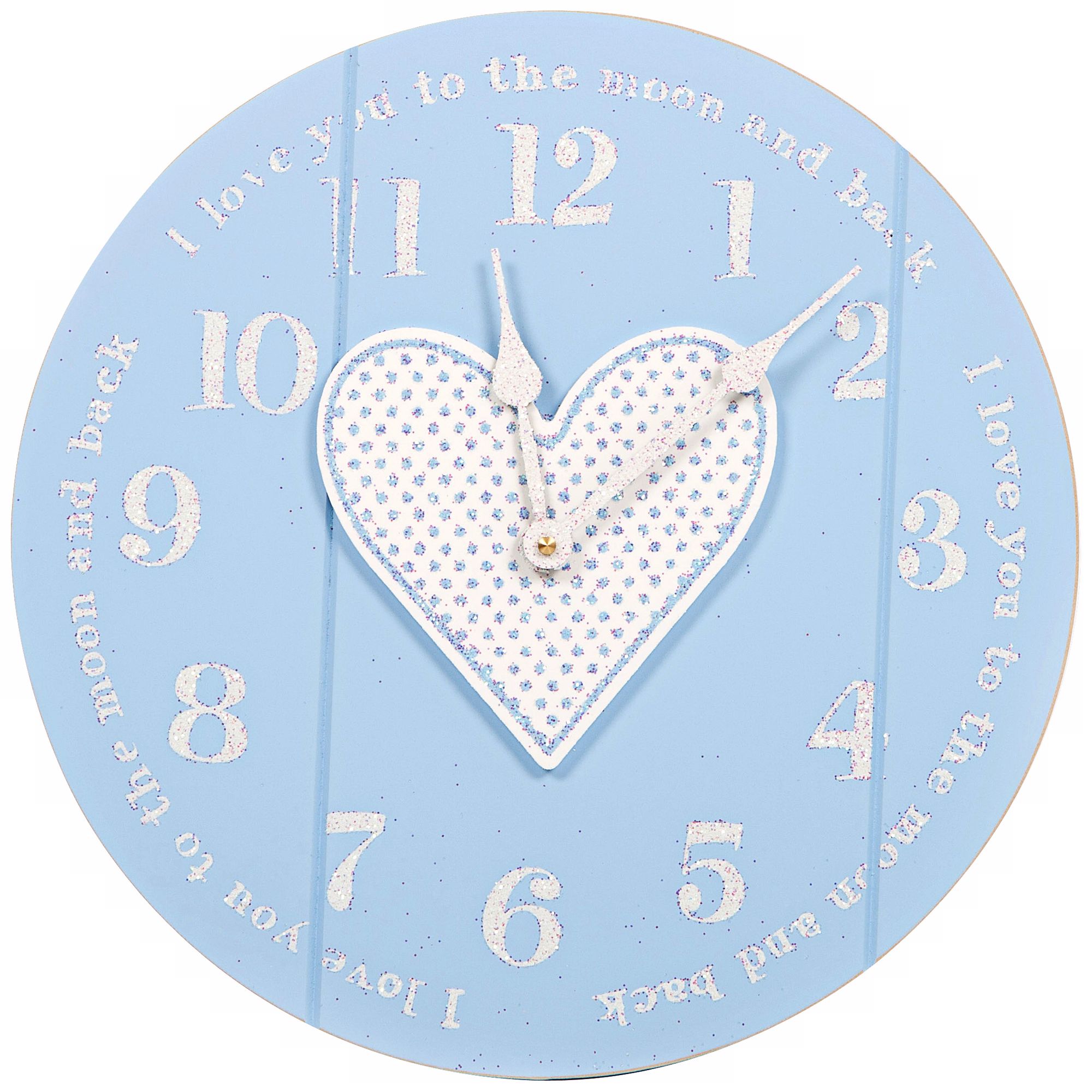 Heart Moon 14" Wide Blue Children's Wall Clock