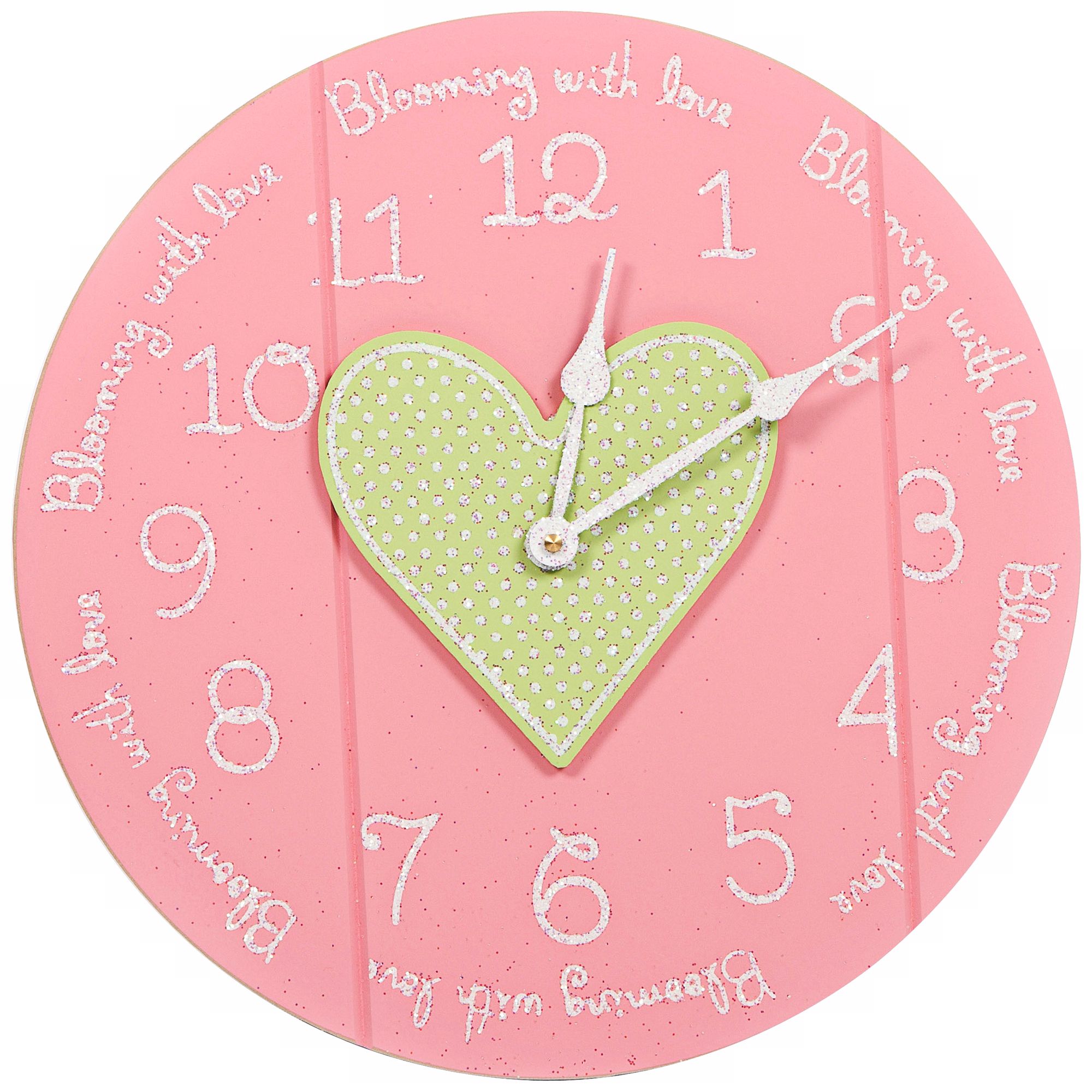 Heart Blooming 14" Wide Funky Pink Children's Wall Clock