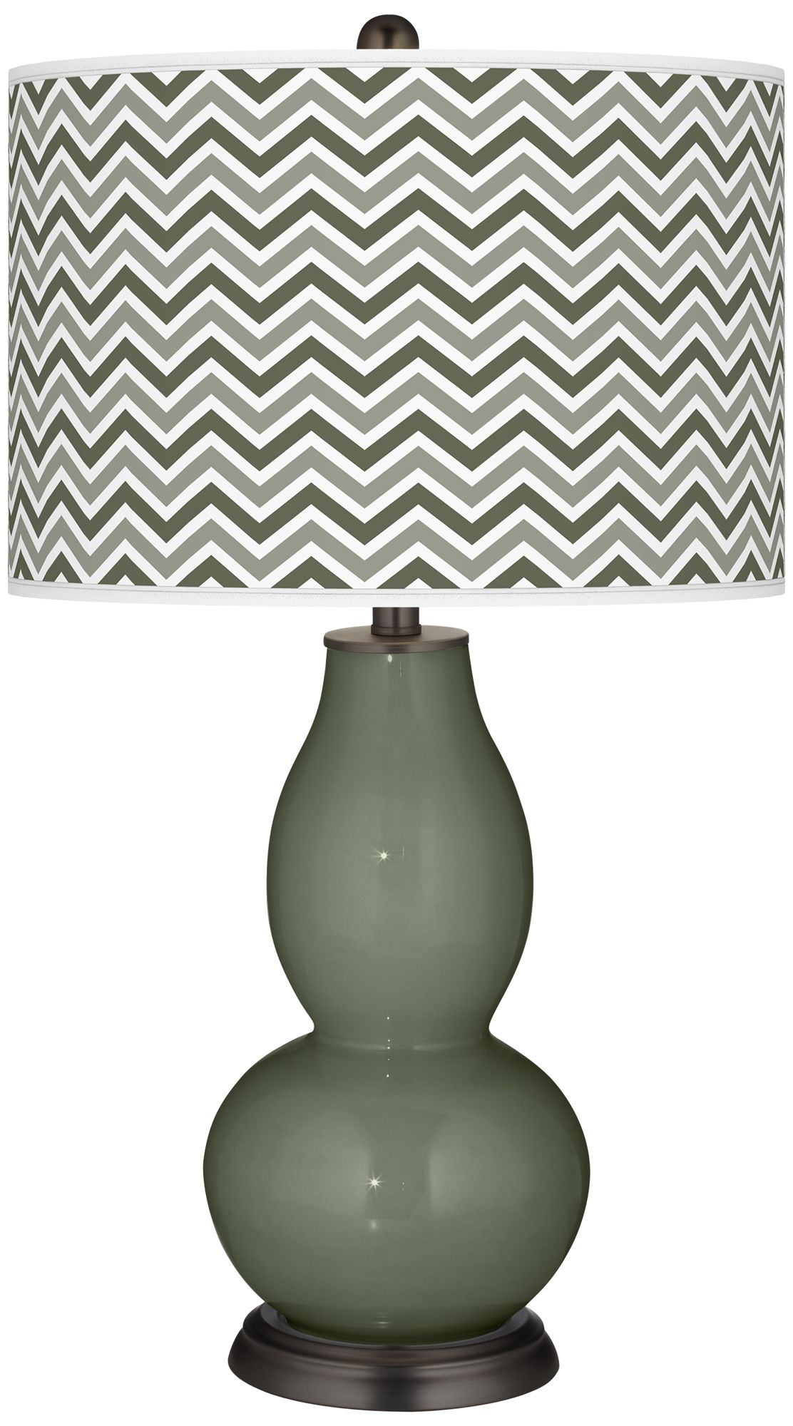 Deep Lichen Green Narrow Zig Zag Double Gourd Table Lamp