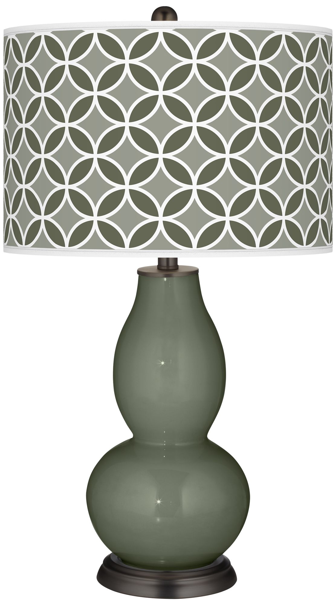 Deep Lichen Green Circle Rings Double Gourd Table Lamp