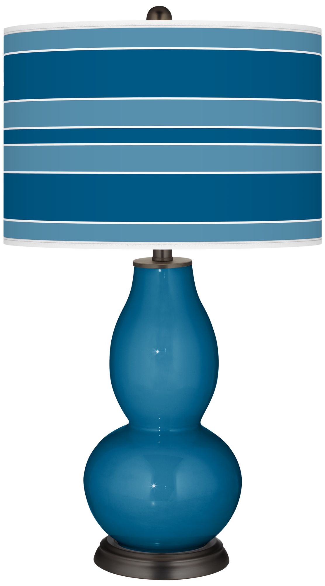 Mykonos Blue Bold Stripe Double Gourd Table Lamp