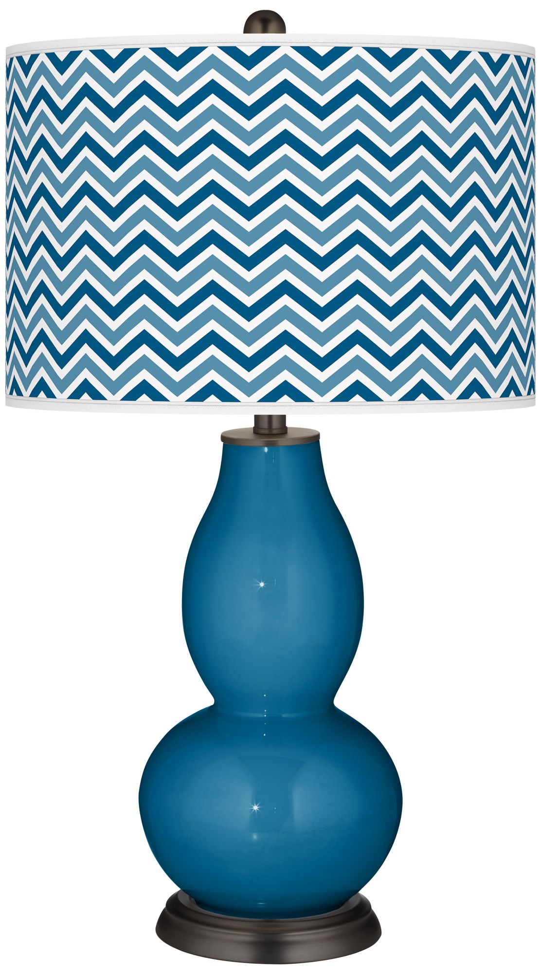 Mykonos Blue Narrow Zig Zag Double Gourd Table Lamp