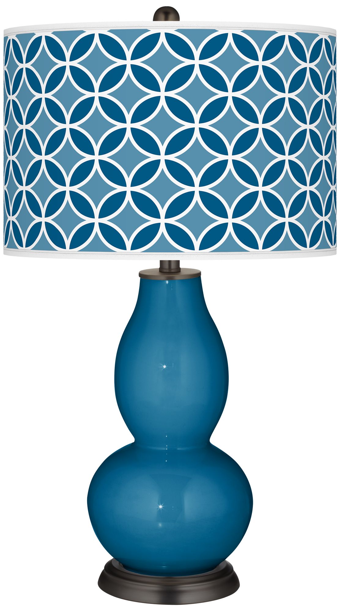 Mykonos Blue Circle Rings Double Gourd Table Lamp