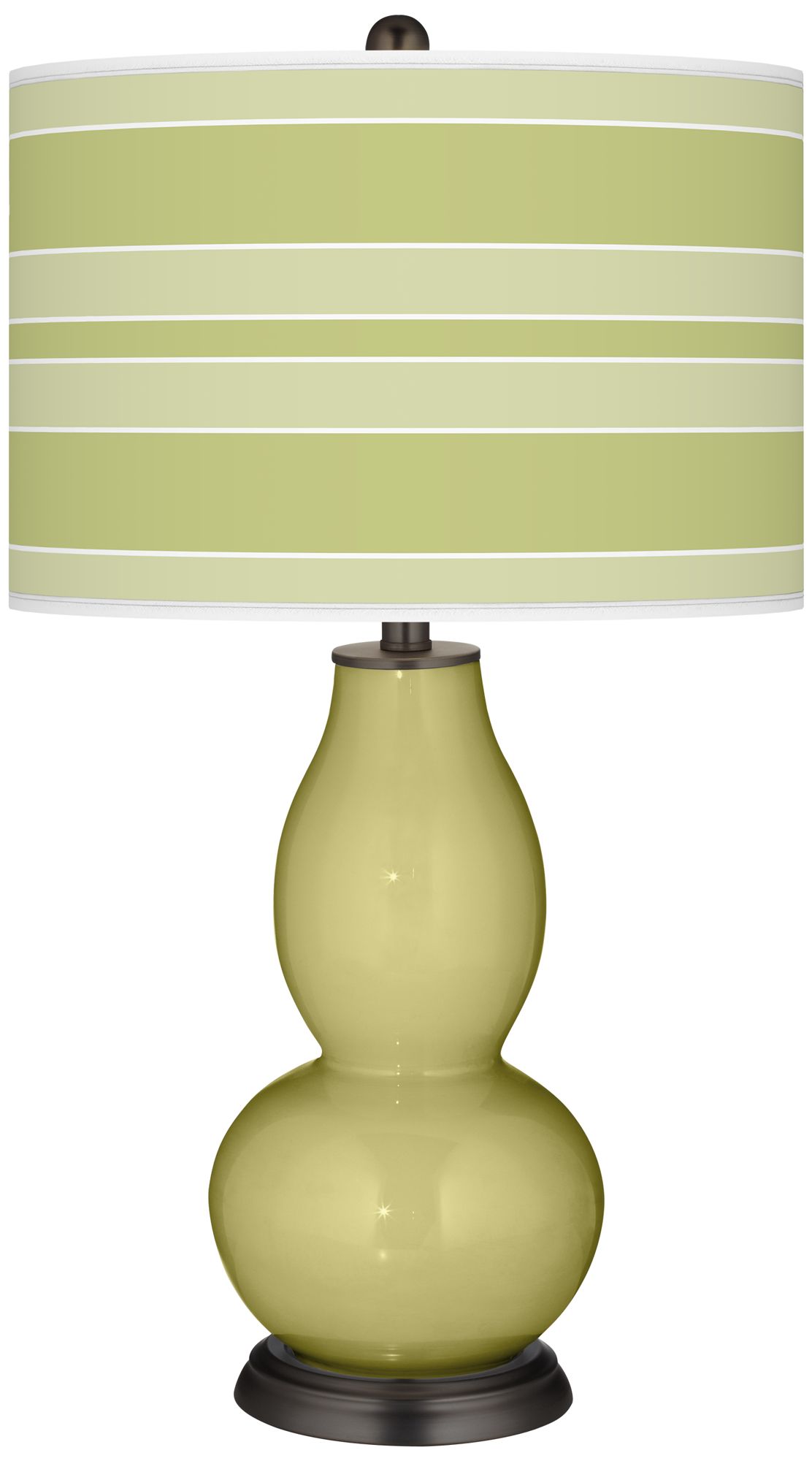 Linden Green Bold Stripe Double Gourd Table Lamp
