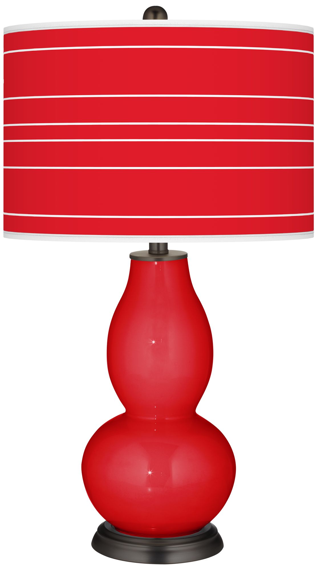 Bright Red Bold Stripe Double Gourd Table Lamp